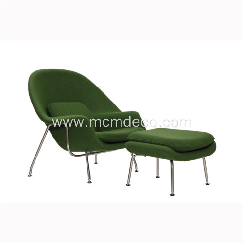 Green Cashmere Wool Saarinen Womb Chair & Ottoman